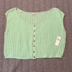 Anthropologie- Mint green cropped knitted top NWT